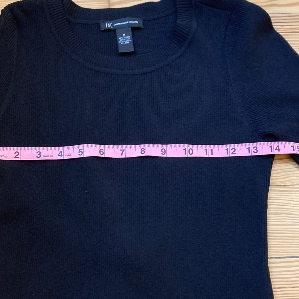 INC International Concepts Black Long Sleeve Tie Hem Blouse Top Size Size M - Picture 9 of 12